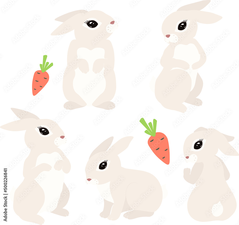 Set of cartoon rabbits vector clipart Set of cartoon rabbits vector clipart
