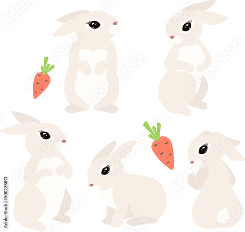 Set of cartoon rabbits vector clipart