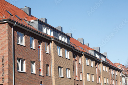 Häuserzeile, Reihenhäuser, Wohngebäude, Findorff, Bremen, Deutschland