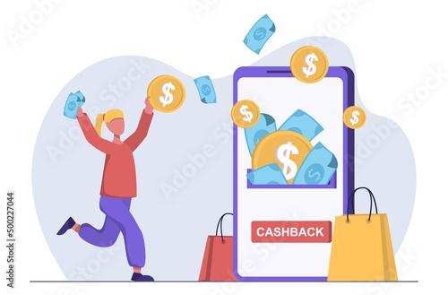 Cashback. The girl got a cashback on her purchases.