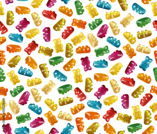 Gummy Bear Candy seamless pattern. Jelly Bear seamless texture.