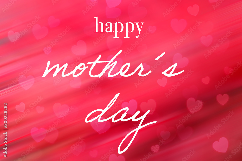 happy mother's day background with motion blur and hearts