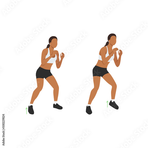Woman doing quick feet exercise. Flat vector illustration isolated on white background
