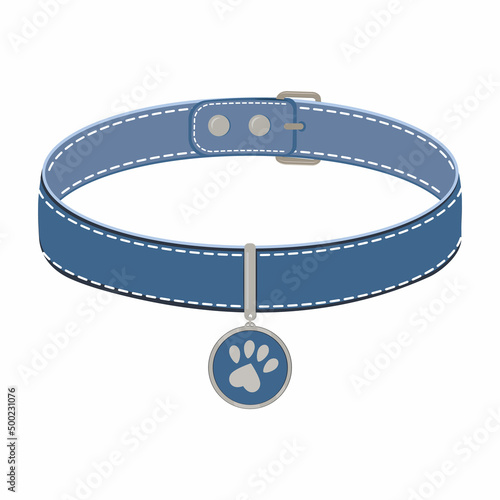 A collar for cats and dogs with a pendant. Vector color isolated cartoon-style illustration.