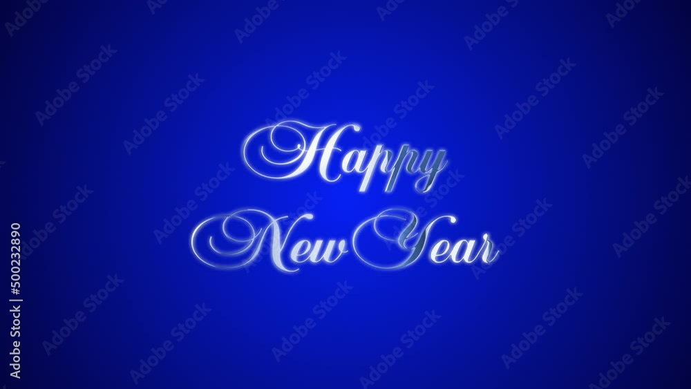 Happy New Year sign emerging from glowing particles animation - sparkling blue background. Merry Christmas and Happy New Year concepts. Happy New Year sign emerging from glowing particles animation - sparkling blue background. Merry Christmas and Happy New Year concepts.