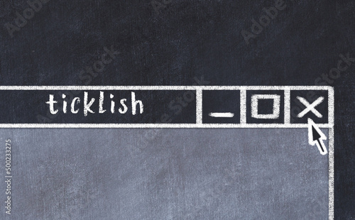 Obraz na plátně Chalk drawig of browser window with inscription ticklish