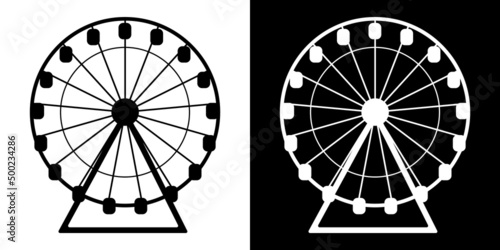 Ferris wheel vector isolated icon. A simple black and white silhouette illustration of a carousel.Ferris wheel vector isolated icon. A simple black and white silhouette illustration of a carousel.