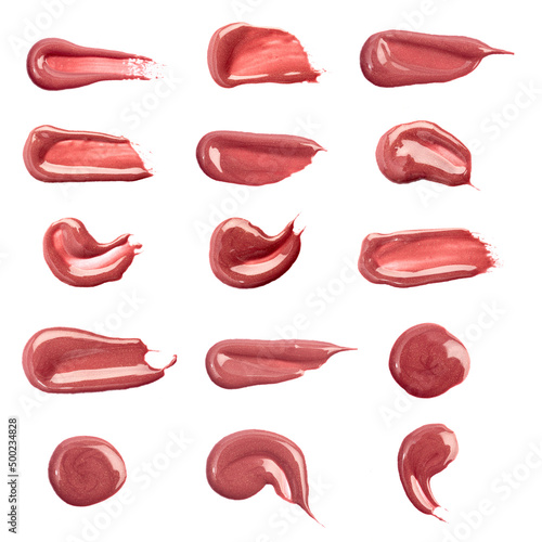 Photo set og Lip stick pink red orande smudge background texture - Image