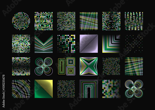 Abstract Vector Symbols Graphics Set With Random Effect Inspired by Brutalist Aesthetics Style
