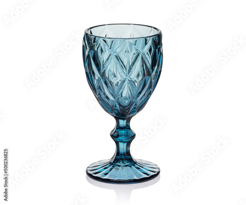 Empty colored glass, tumbler, shot glass for drinks isolated on white background. Ware for bar, restaurant, pub, cafe.