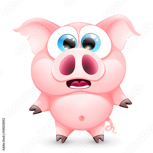 Funny sceared cartoon pig
