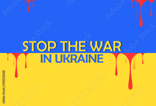 Flag Ukraine symbol in blood. BLOOD FLOWS FROM THE UKRAINIAN FLAG. Vector symbol
