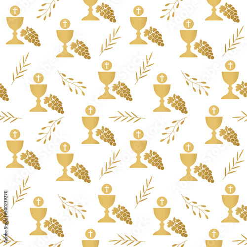 seamless golden holy communion pattern- vector illustration