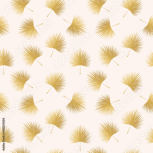 seamless pattern of golden palm leaves for wrapping, textile, wallpaper- vector illustration