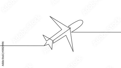 airplane drawing vector, continuous single one line art style isolated on white background