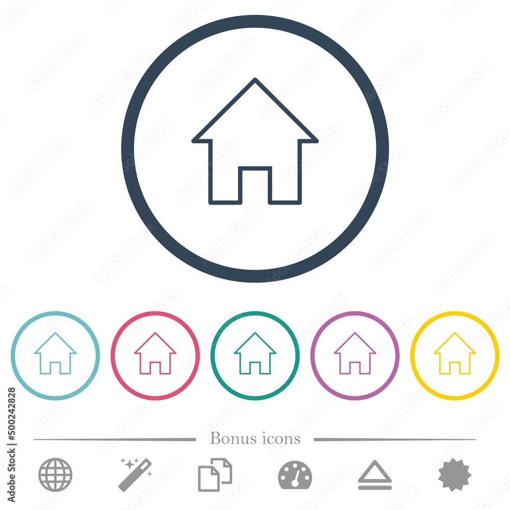 Home outline flat color icons in round outlines Home outline flat color icons in round outlines