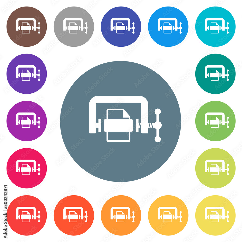 File compression solid flat white icons on round color backgrounds File compression solid flat white icons on round color backgrounds