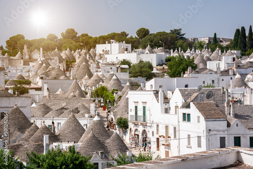 Alberobello town in Italy, famous for its hictoric trullo houses photo