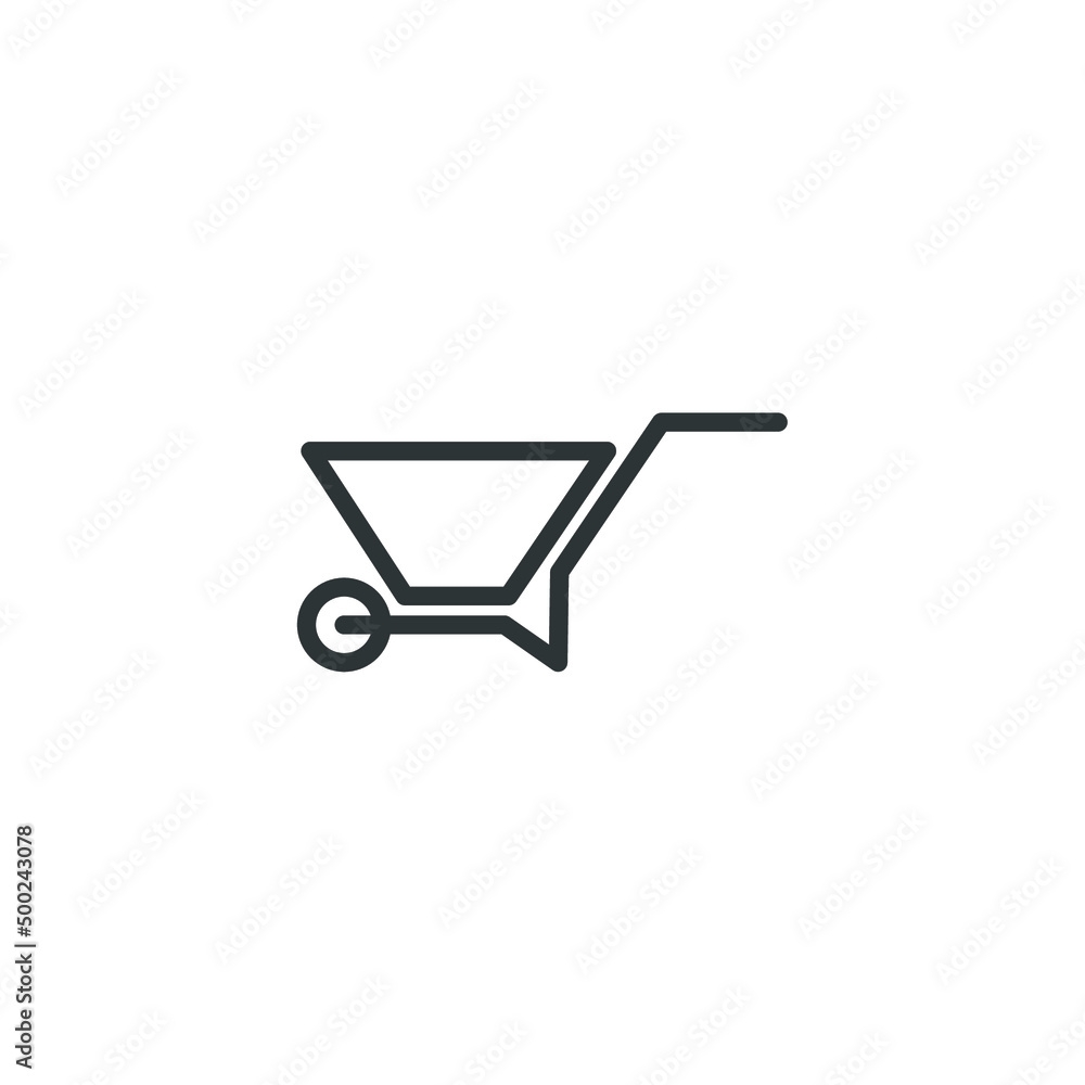 Vector sign of the Wheelbarrow cart symbol is isolated on a white background. Wheelbarrow cart icon color editable. Vector sign of the Wheelbarrow cart symbol is isolated on a white background. Wheelbarrow cart icon color editable.