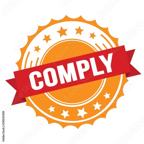 Quadro em tela COMPLY text on red orange ribbon stamp.