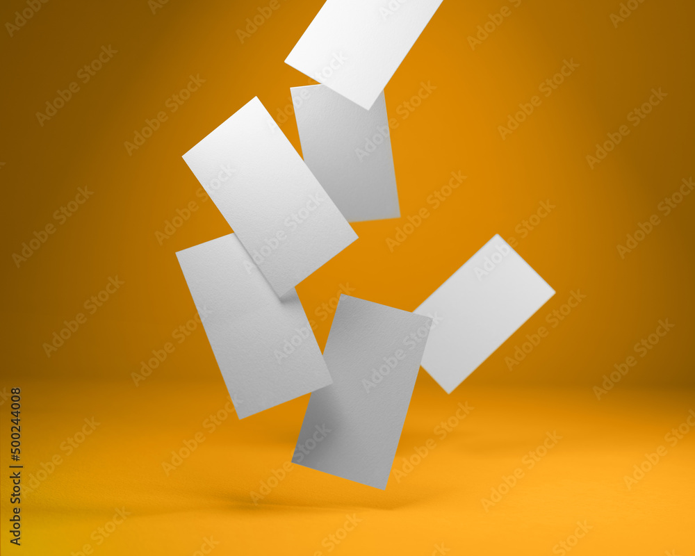 Businesscards falling in a mess mockup template Businesscards falling in a mess mockup template