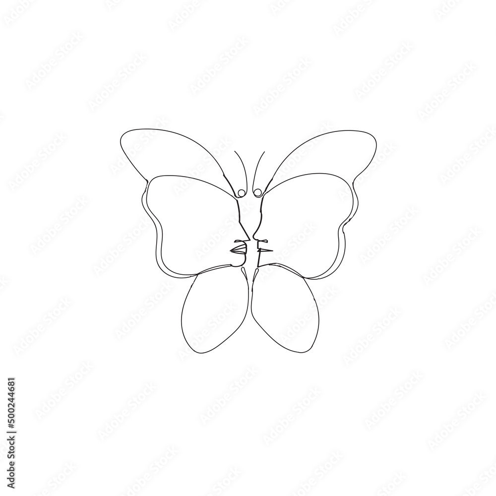 Continuous line drawing. butterfly animal illustration icon vector Continuous line drawing. butterfly animal illustration icon vector