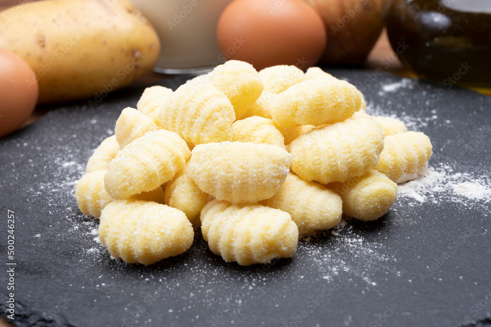 Italian cuisine, homemade gnocchi di patata made from potatoes Italian cuisine, homemade gnocchi di patata made from potatoes