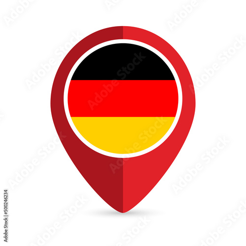 Map pointer with contry Germany. Germany flag. Vector illustration.