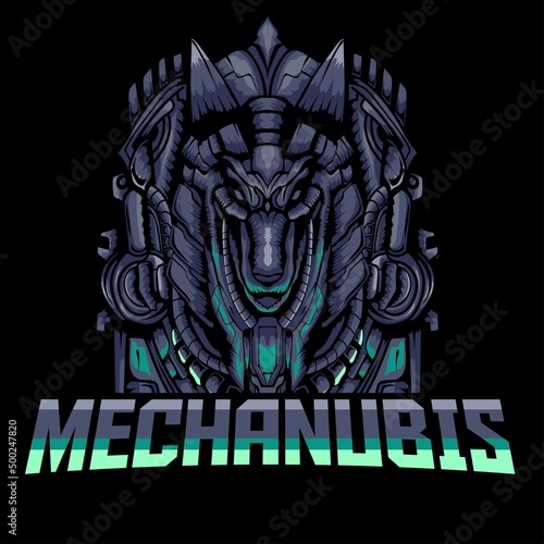 mecha anubis head vector illustration