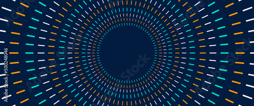 Frame banner, dark background, vector illustration. Circle pattern wide, horizontal, artistic, colorful, abstract, background.