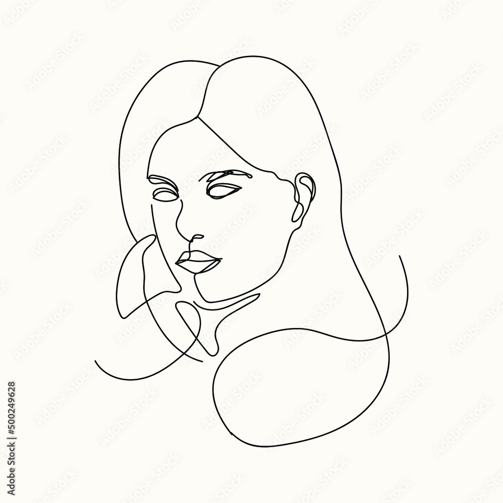 Woman minimal hand-drawn illustration. one-line style drawing Woman minimal hand-drawn illustration. one-line style drawing