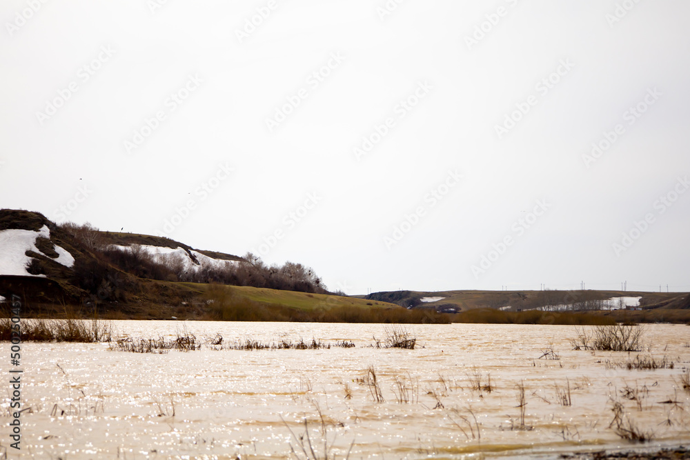 Spring photograph of the Ishim River. High water level. Spring photograph of the Ishim River. High water level.