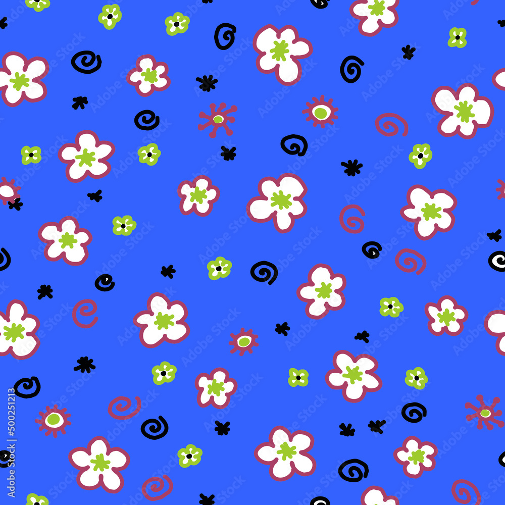 Vector seamless pattern with small white flowers. Vector seamless pattern with small white flowers.