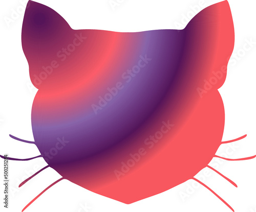 The cat's muzzle is drawn with a gradient. Vector file for designs.