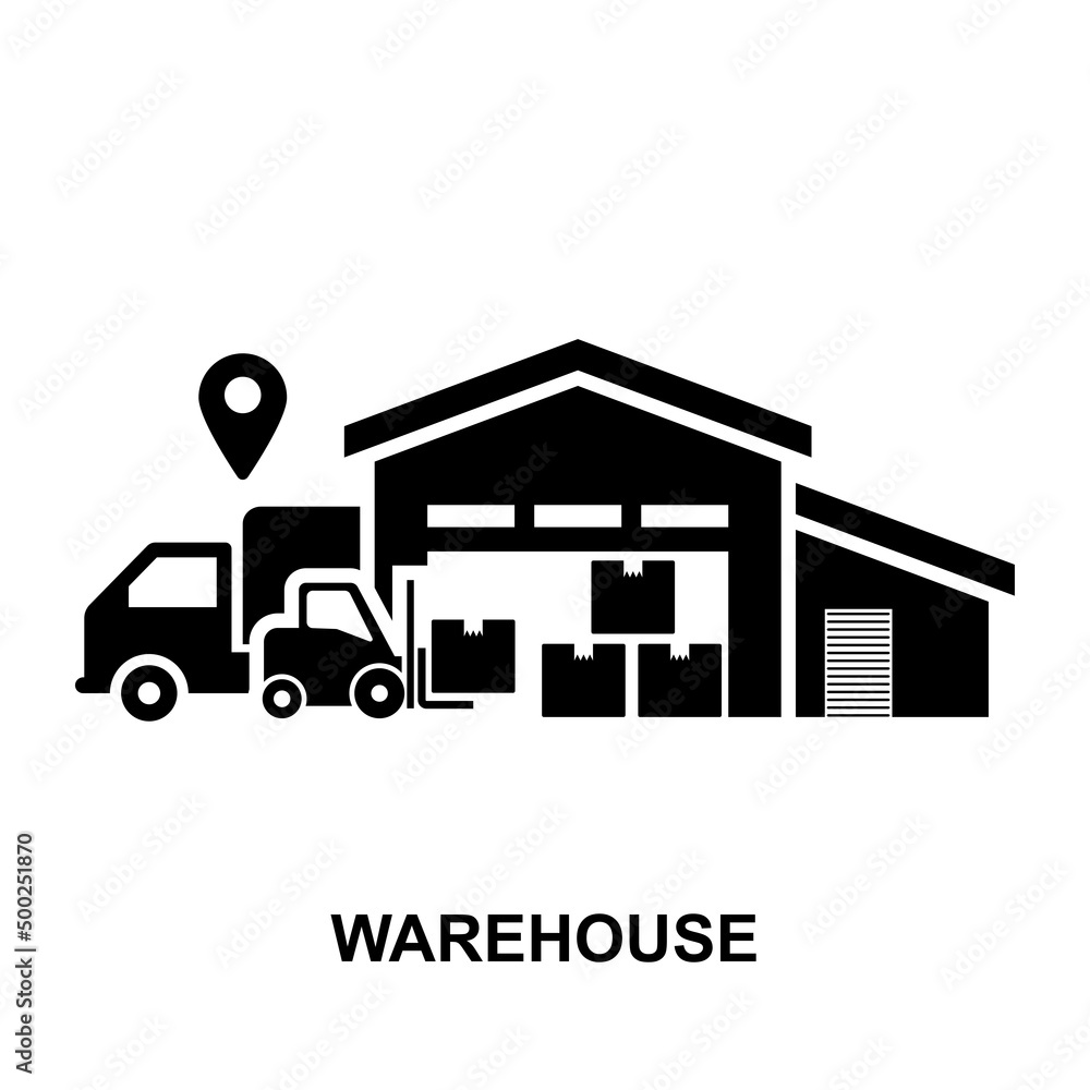Warehouse icon isolated on white background vector illustration.