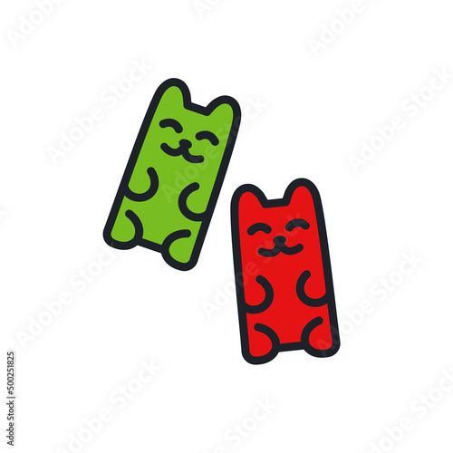 Gummy bears icon. Sweets isolated line color icons