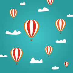 Fotobehang Luchtballon Luchtballonnen in heldere blauwe hemel  © rymarenko