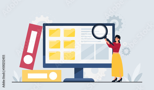 Woman choose files