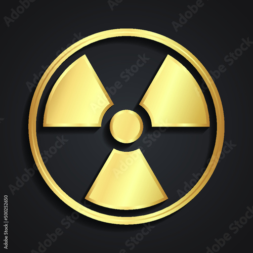 radioactive symbol 3d golden metal