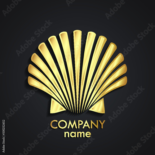 3d golden sea shell logo