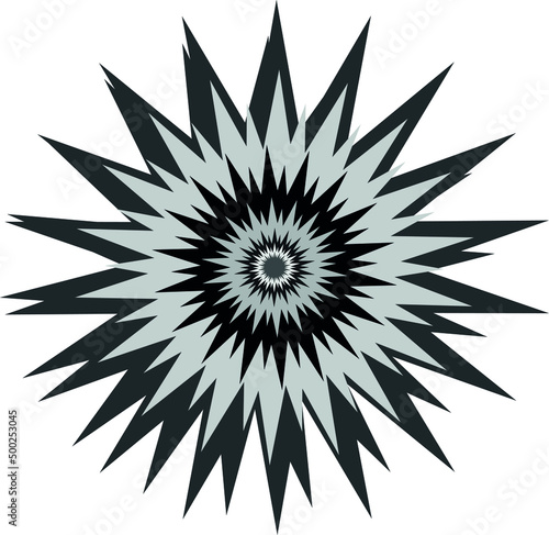 Abstract star in black and white shades.
