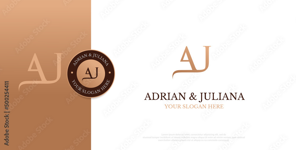 initial AJ logo design vector