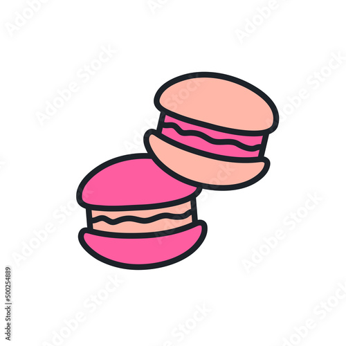 Macaroons icon. Candies sweets and pastry isolated line color icons