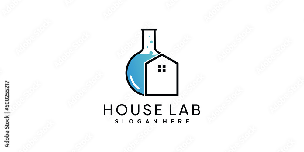 House laboratory logo design with unique concept Premium Vector