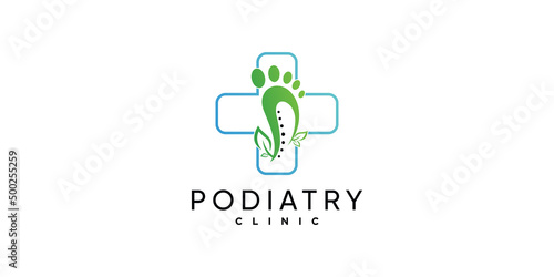 Podiatry clinic logo template with unique concept Premium Vector