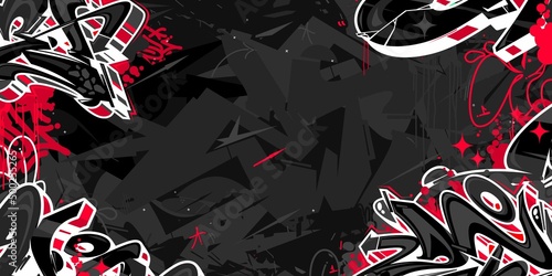 Dark Black Abstract Urban Street Art Graffiti Style Vector Illustration Background Template 