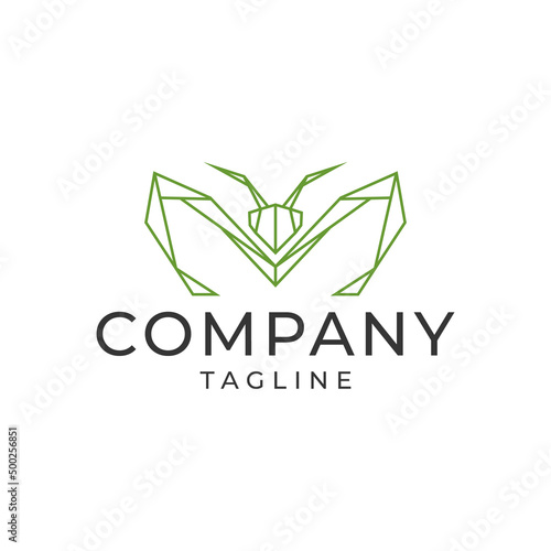 Mantis geometric line art logo icon Vector illustration