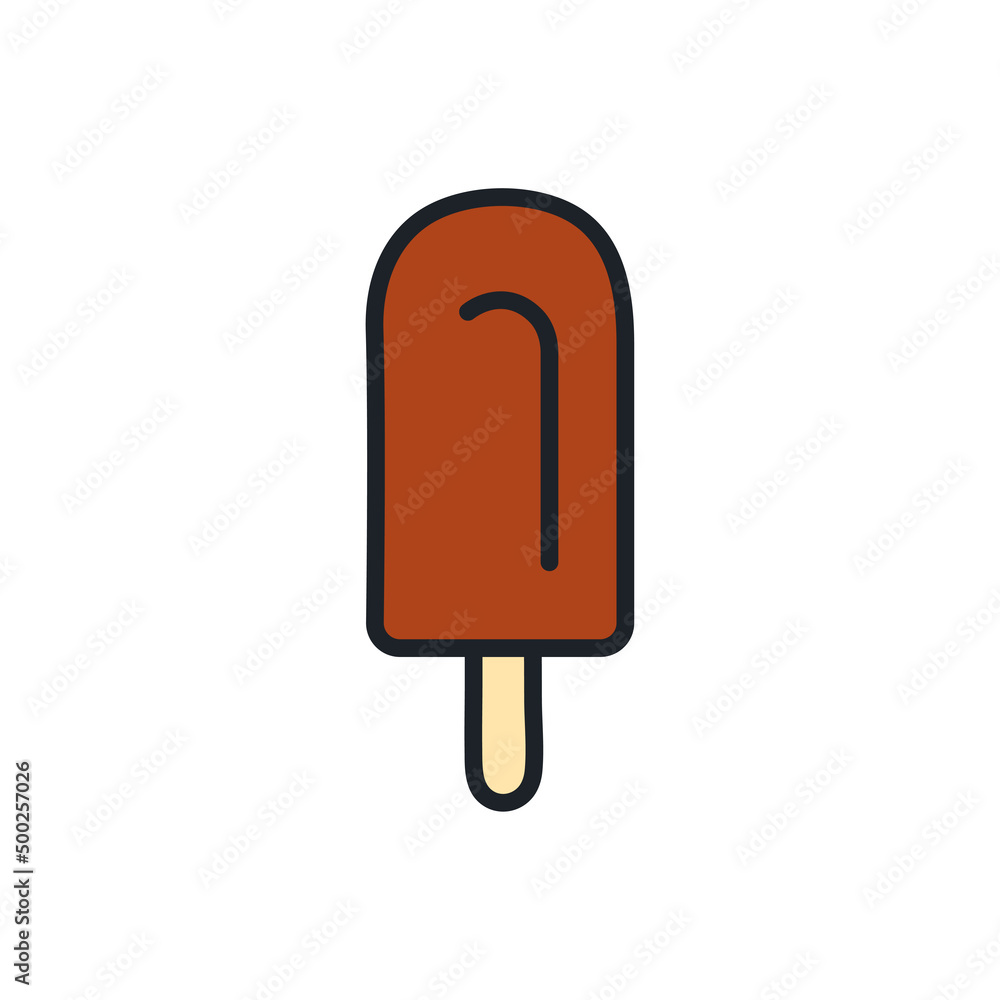 Ice cream icon. Food and drinks isolated line color icons Ice cream icon. Food and drinks isolated line color icons
