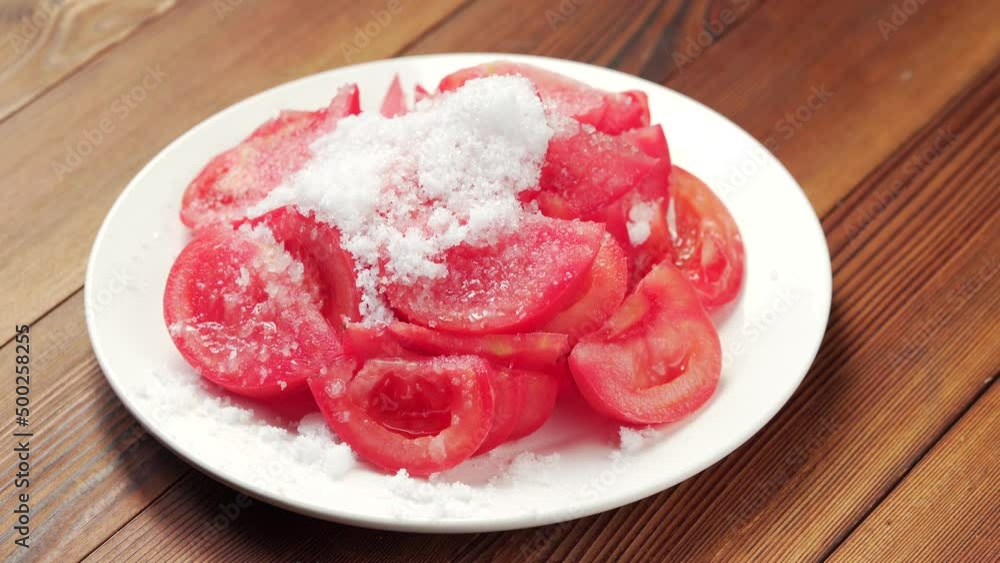 Simple Home Dessert Cold Vegetables Tomatoes Mixed with Sugar Simple Home Dessert Cold Vegetables Tomatoes Mixed with Sugar