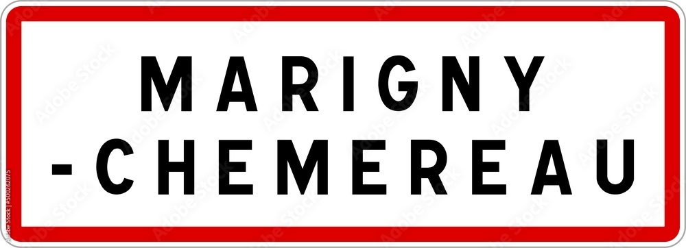 Panneau entrée ville agglomération Marigny-Chemereau / Town entrance sign Marigny-Chemereau